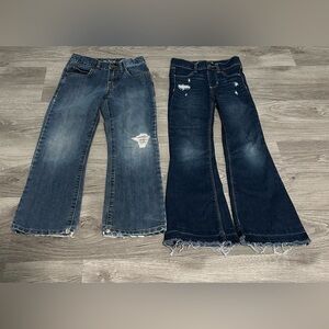 Lot of 2 - 6 Girls Dark Wash Distressed Jeans - Blue